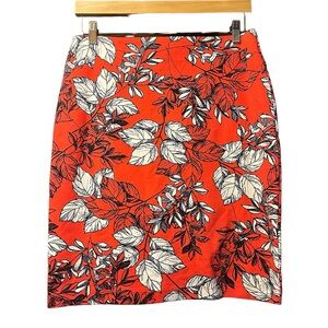 ANN TAYLOR PETITE Dark Salmon Foliage Print Pencil Skirt